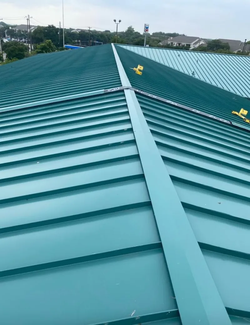 Green commercial metal roof ridge and valley for Metal Roof Repair in Schuylkill Haven